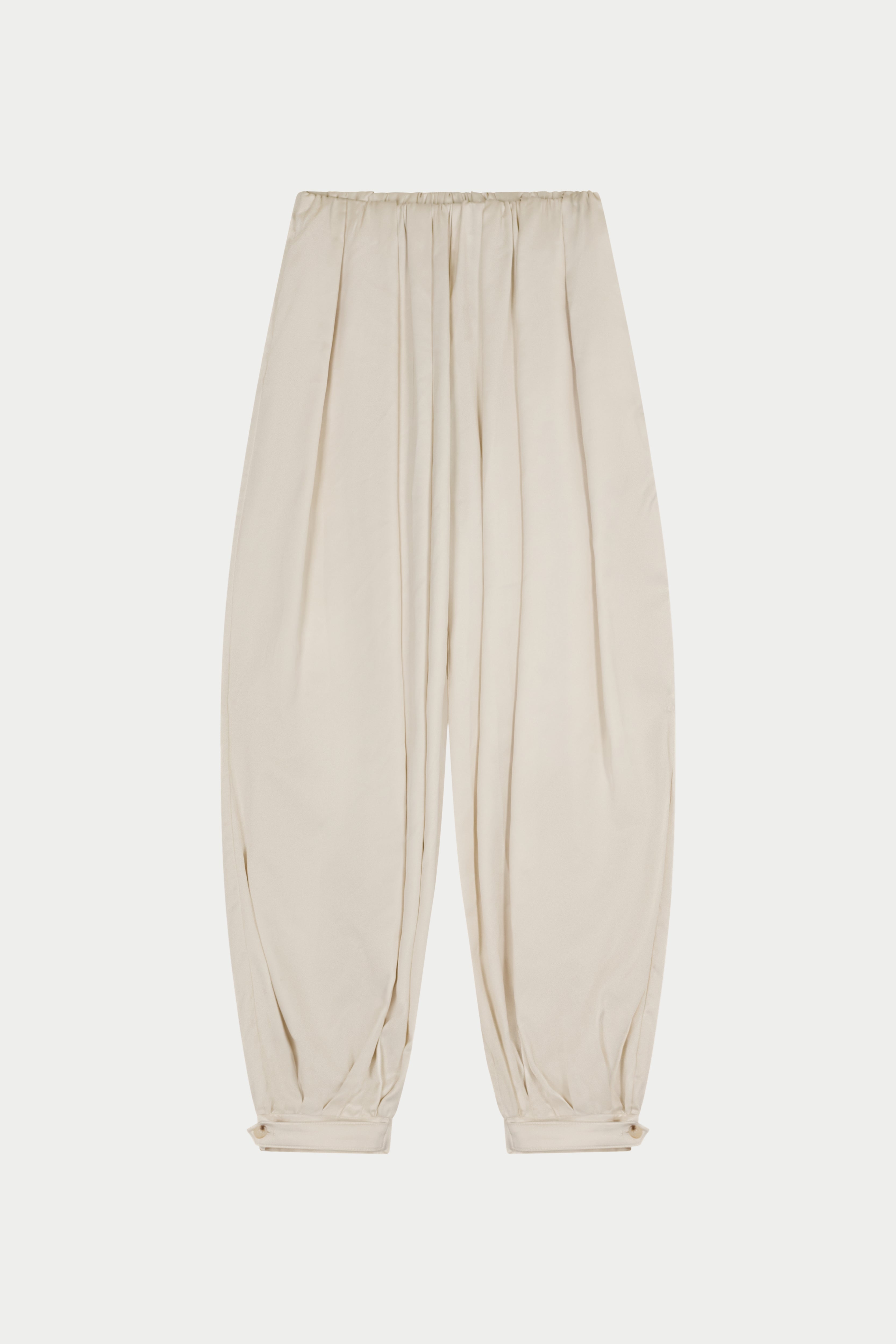 SATIN GATHERED BALLOON TROUSERS - IVORY