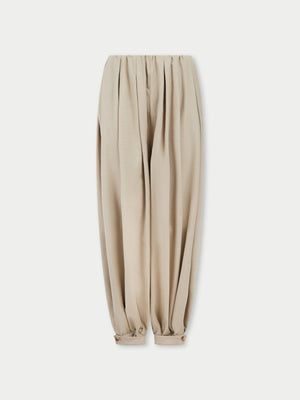 WOVEN GATHERED BALLOON TROUSERS - BEIGE