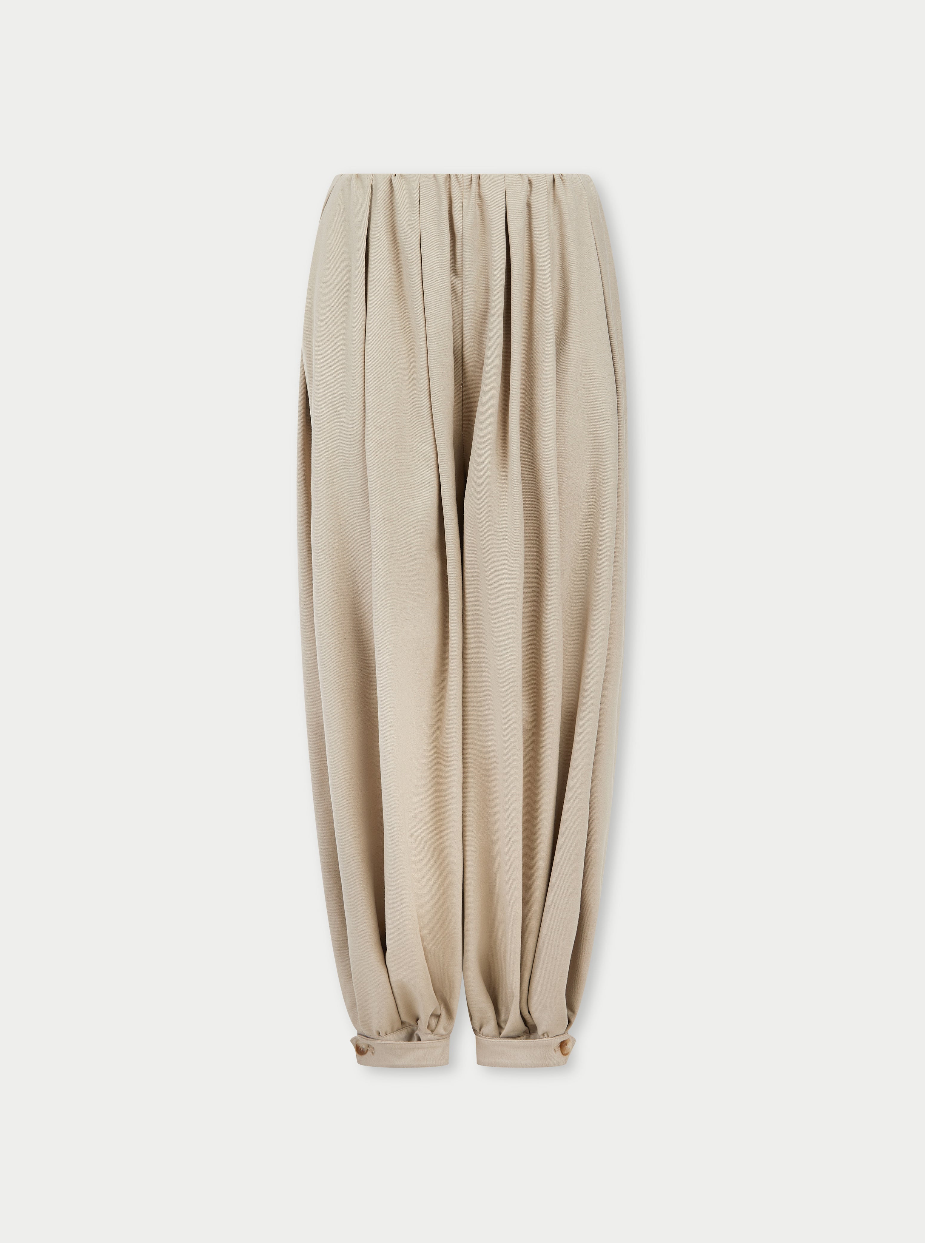 WOVEN GATHERED BALLOON TROUSERS - BEIGE