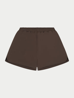 SHELL ELASTICATED SHORTS - BROWN
