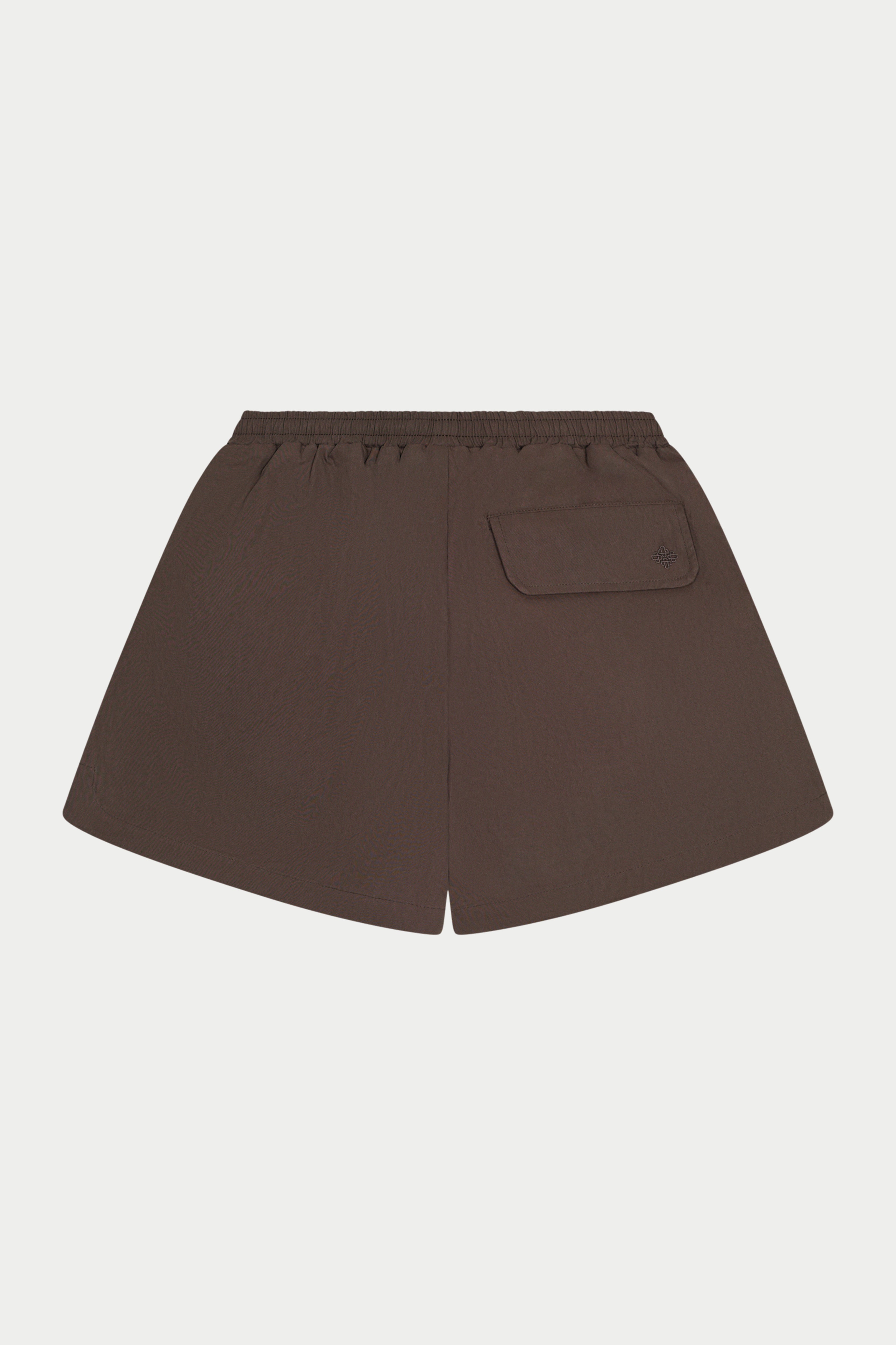 SHELL ELASTICATED SHORTS - BROWN