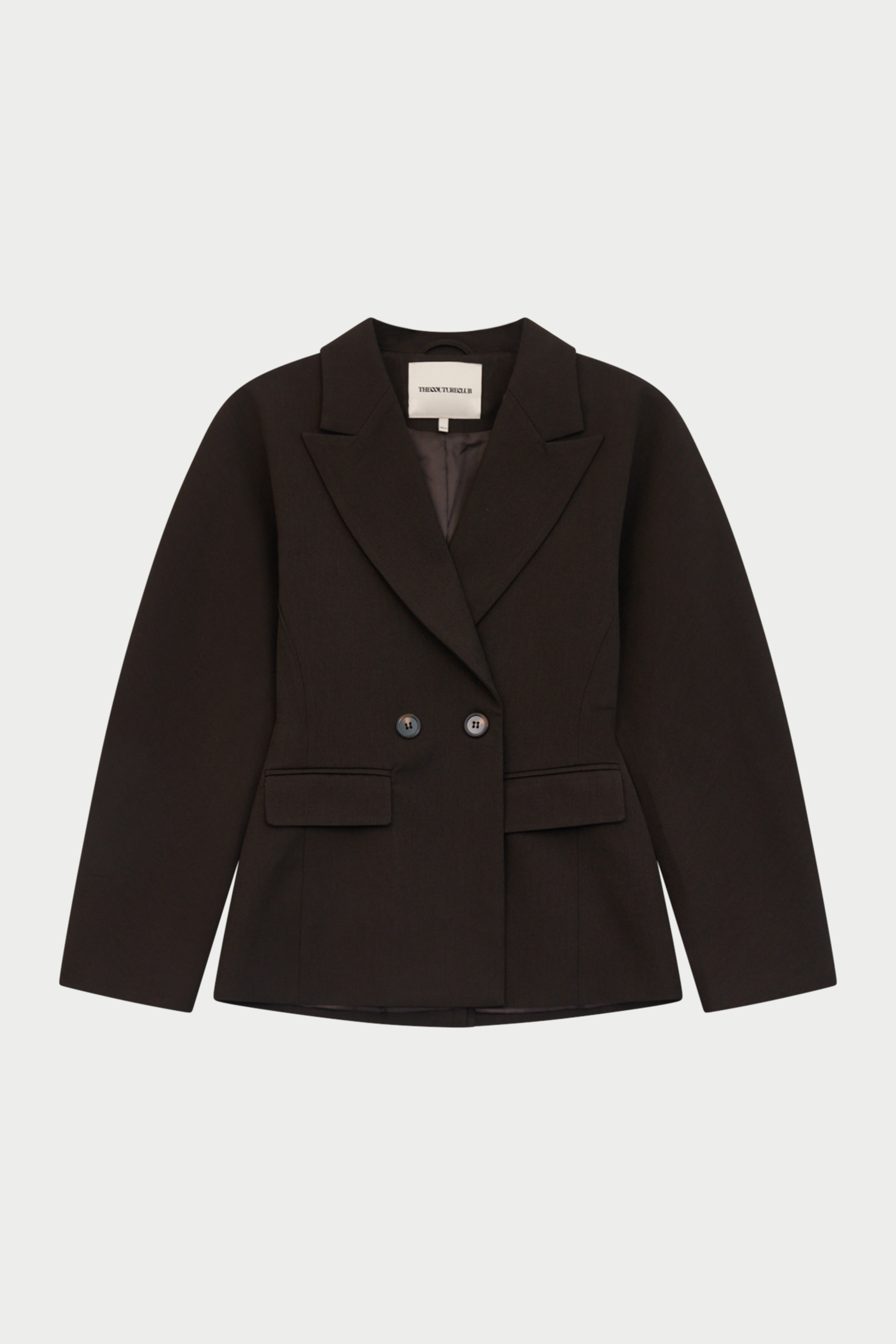 CINCHED WAIST BLAZER - CHOCOLATE