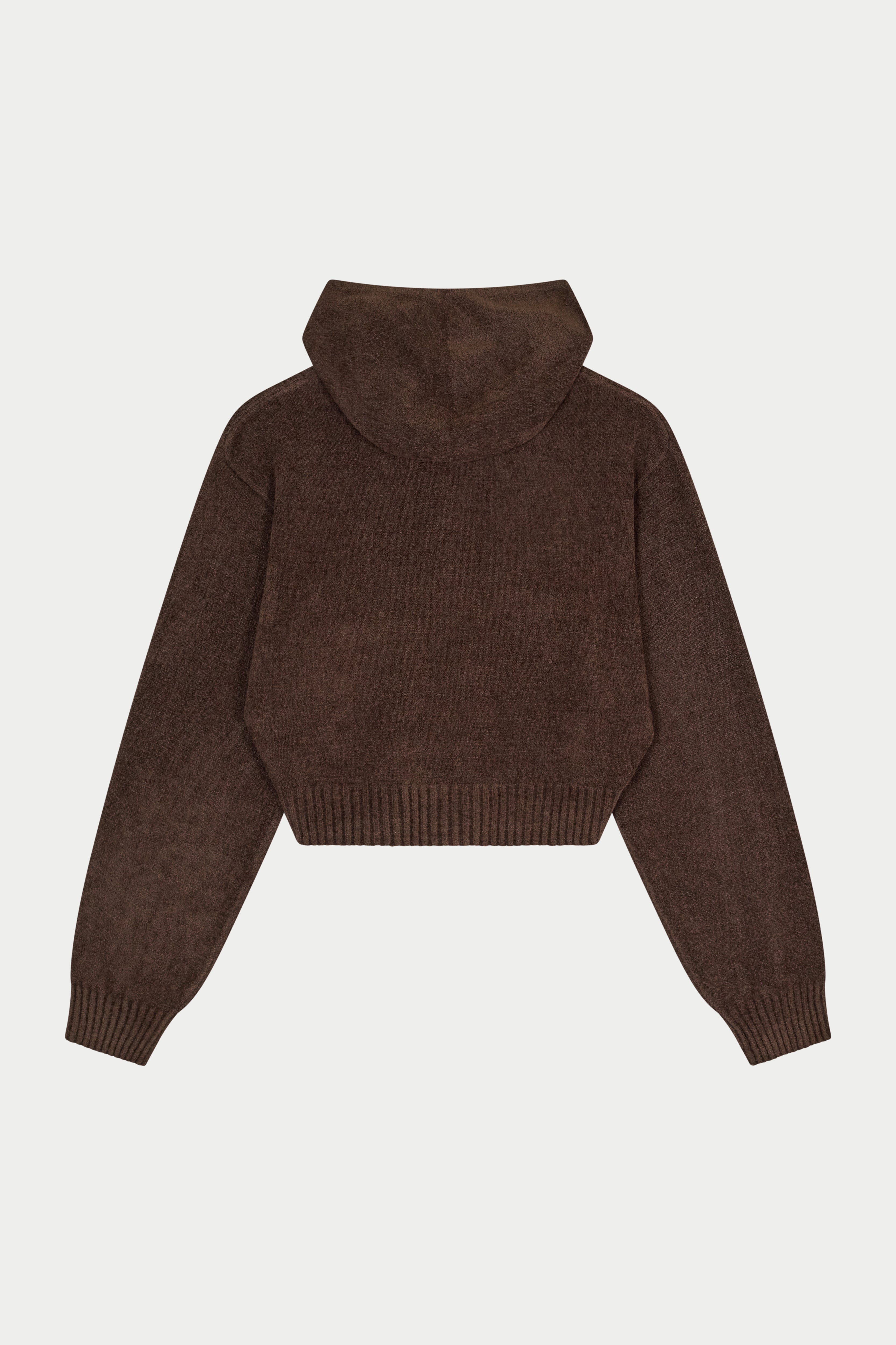 Brown zip-up hoodie on a white background