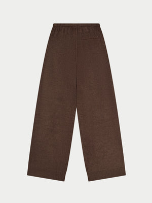TOWELLING RELAXED FIT PANTS - CHOCOLATE