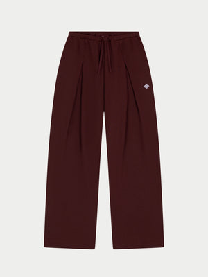 PLEAT DETAIL WIDE LEG JOGGERS - CHOCOLATE