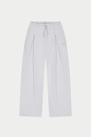 PLEAT DETAIL WIDE LEG JOGGERS - GREY MARL
