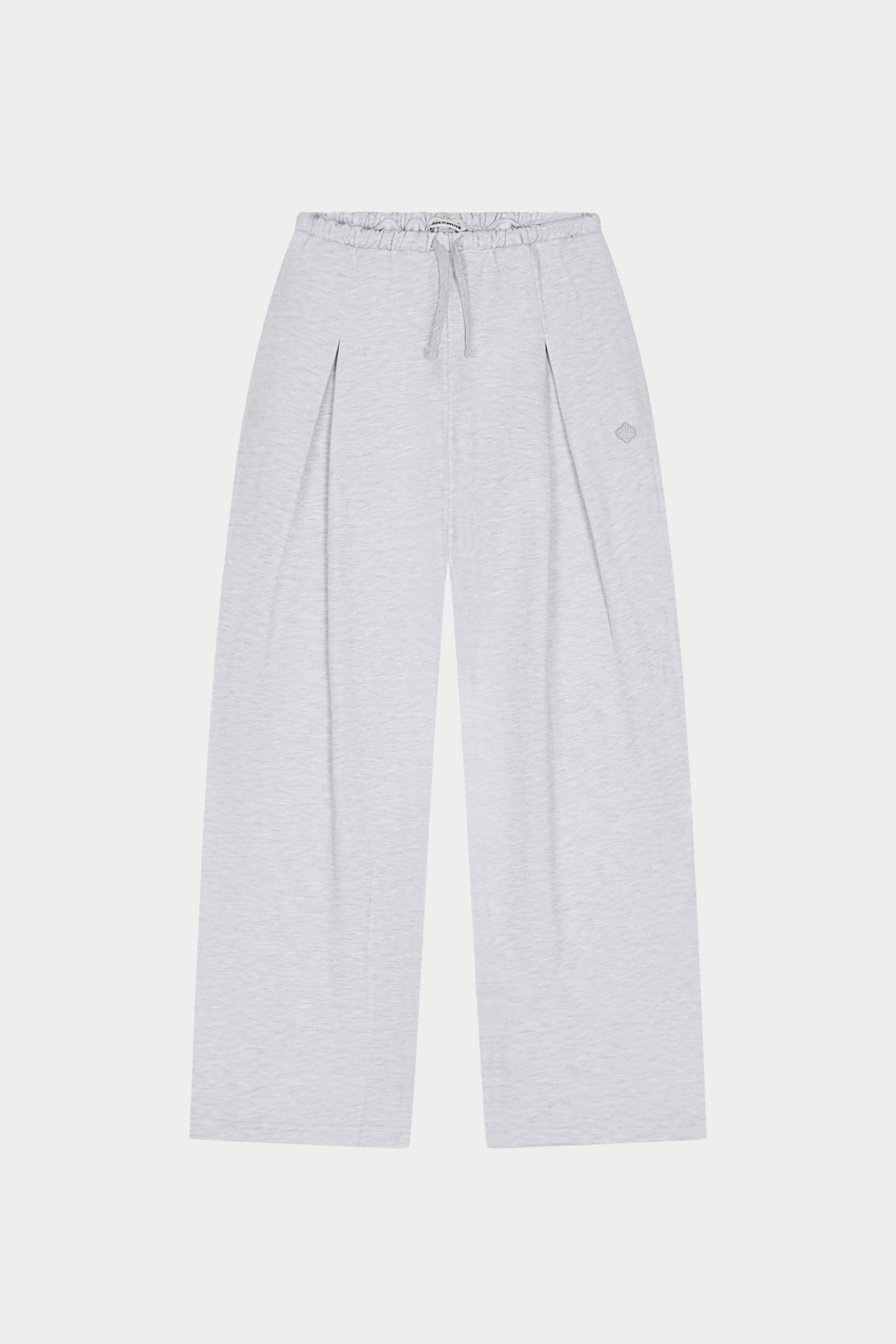 PLEAT DETAIL WIDE LEG JOGGERS - GREY MARL