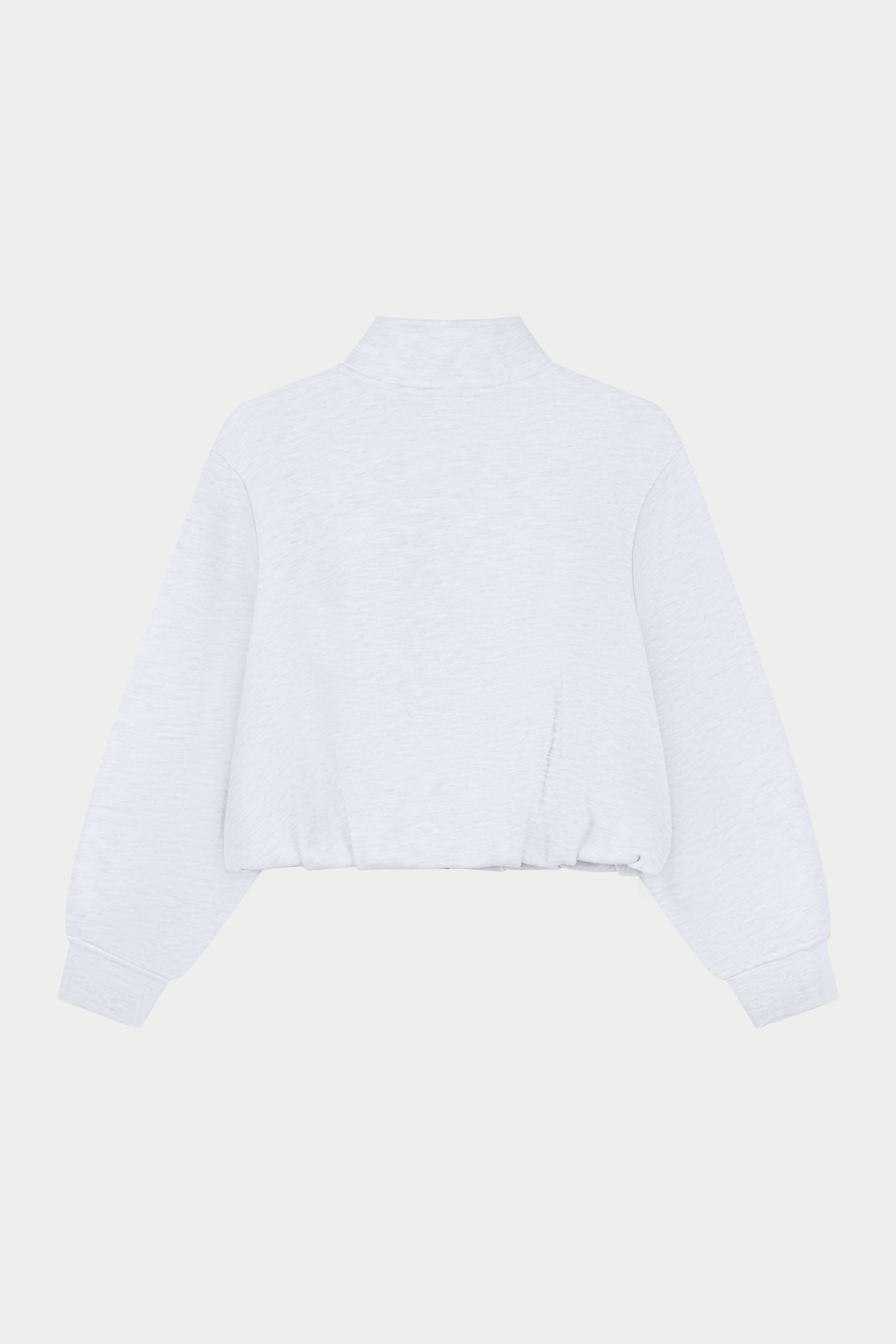 FUNNEL NECK BALLOON HEM ZIP THROUGH - GREY MARL