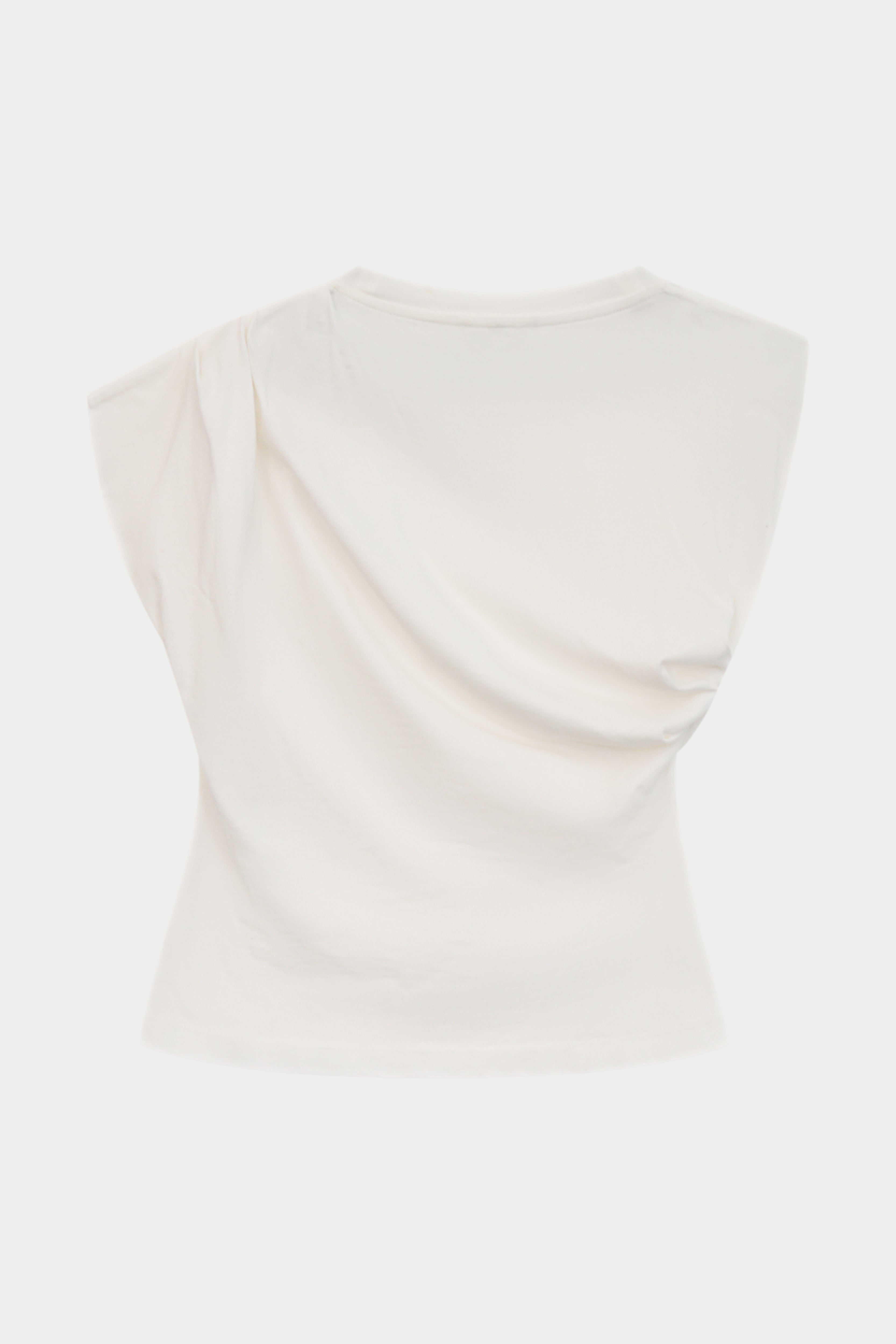 ASYMMETRIC GATHERED T-SHIRT - OFF WHITE