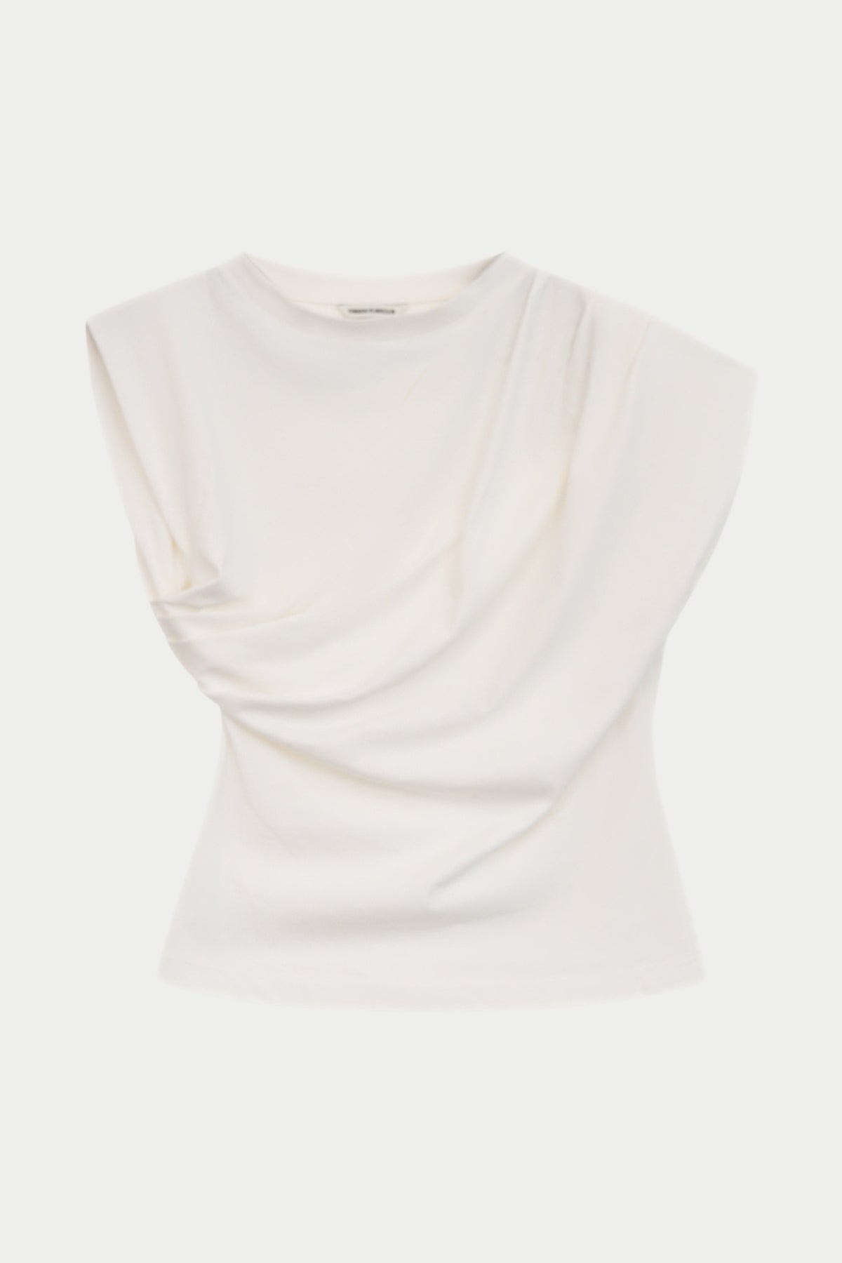ASYMMETRIC GATHERED T-SHIRT - OFF WHITE