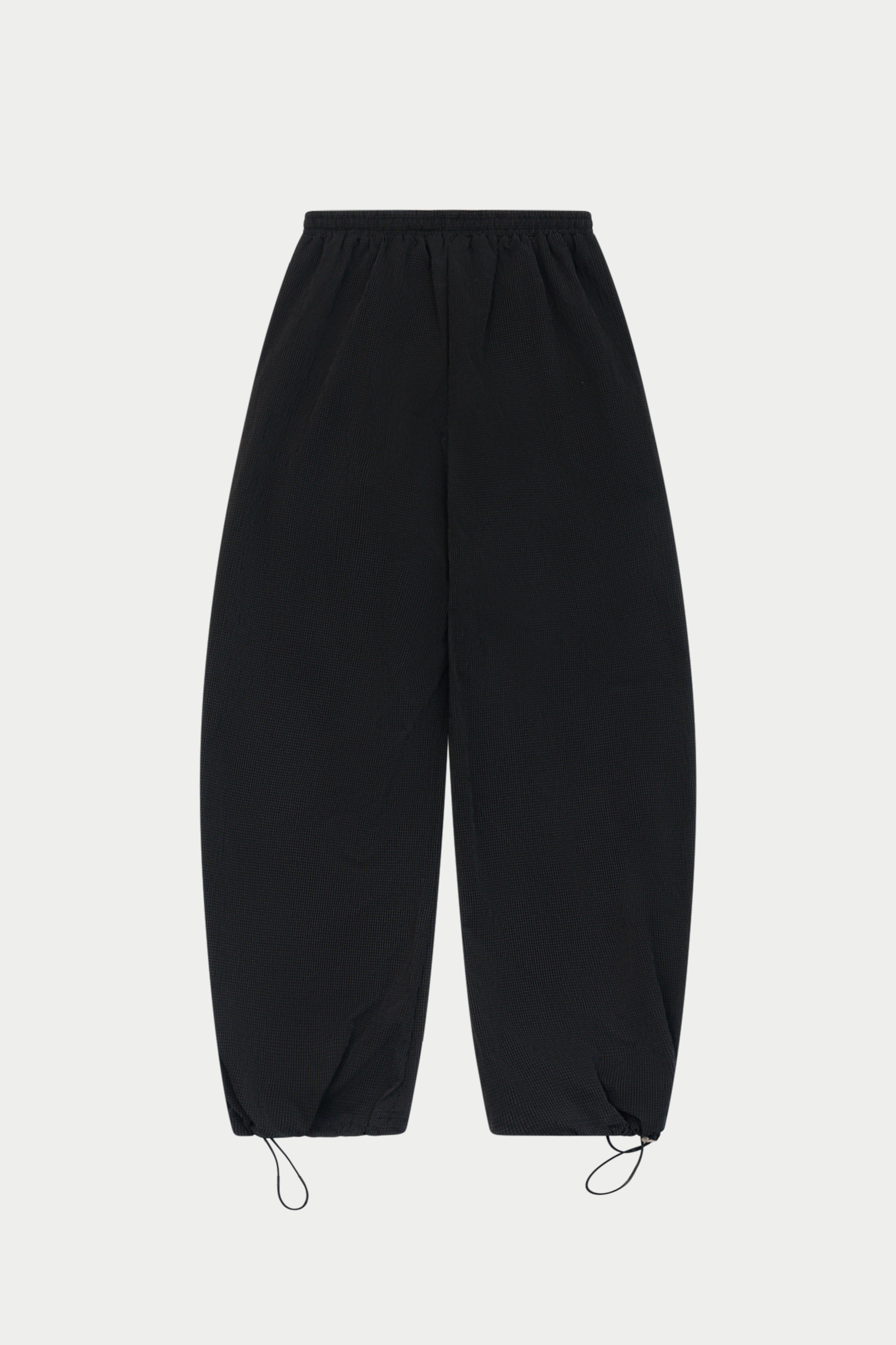 MICRO CHECK BARREL LEG TROUSERS - BLACK