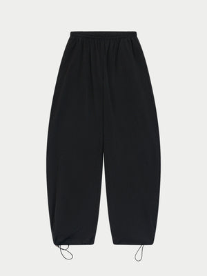 MICRO CHECK BARREL LEG TROUSERS - BLACK