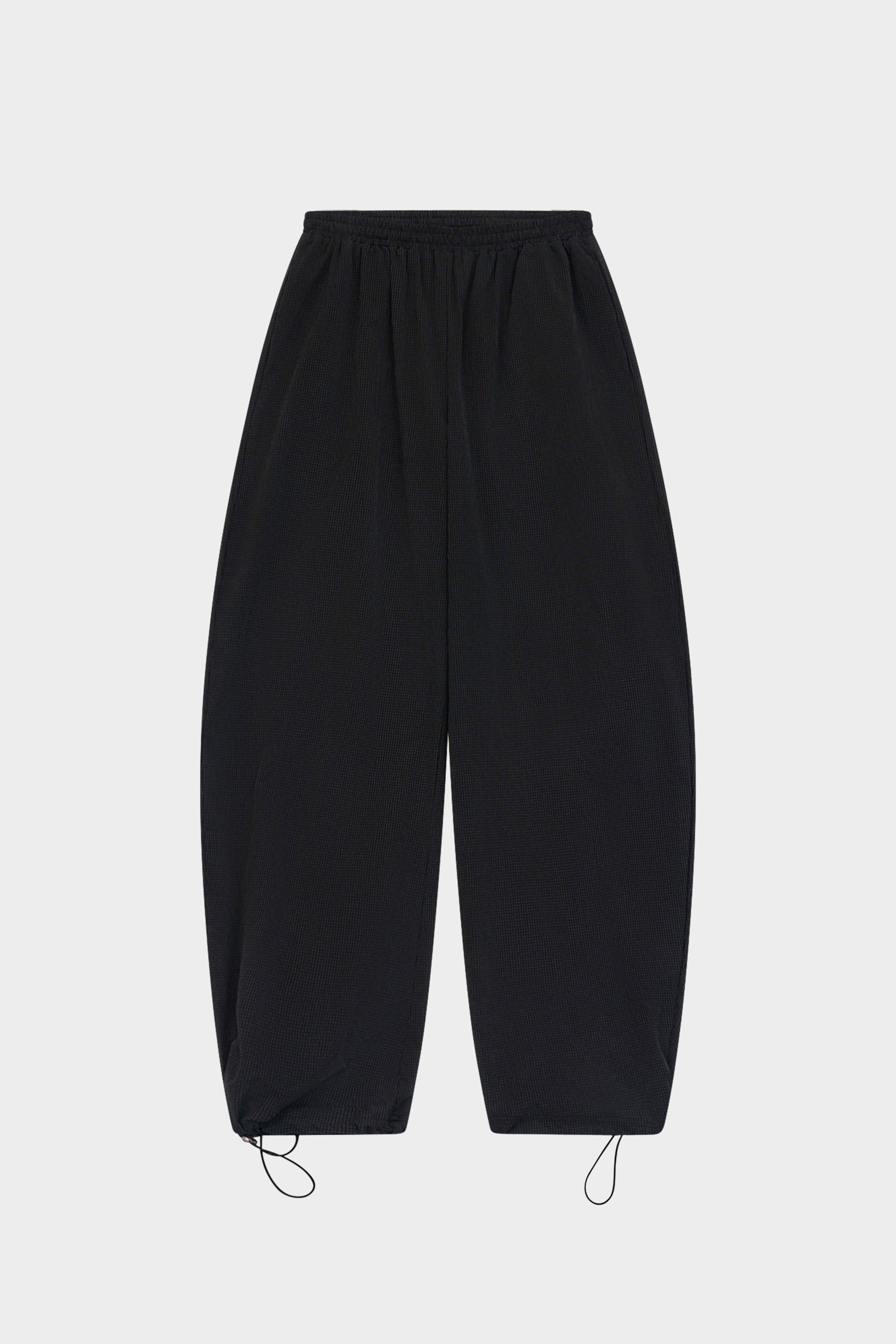 MICRO CHECK BARREL LEG TROUSERS - BLACK