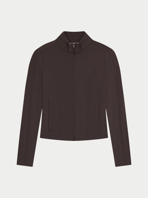 SCULPTING STRETCH ZIP UP JACKET - CHOCOLATE