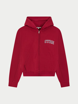CTRE ZIP THROUGH RELAXED HOODIE - CHERRY