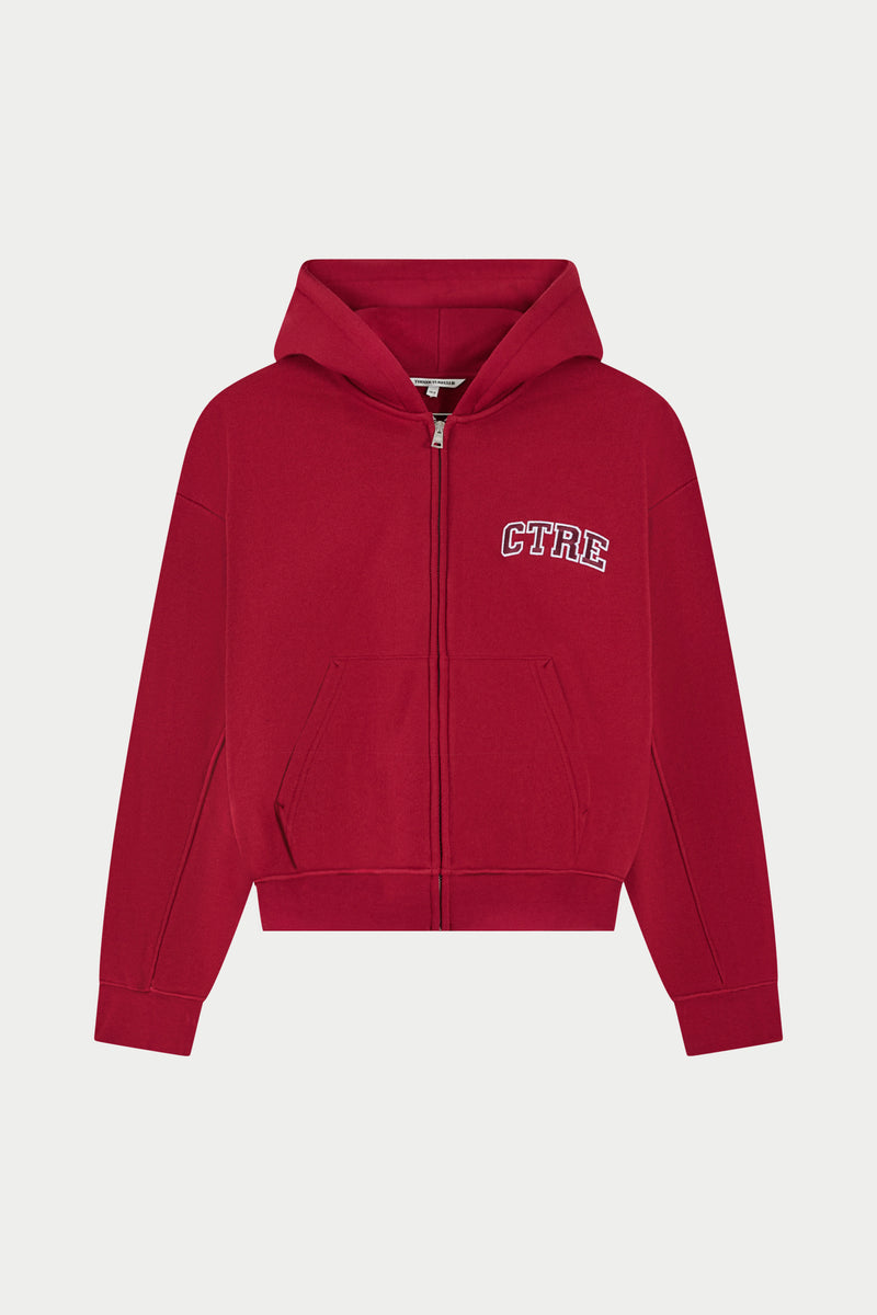 CTRE ZIP THROUGH RELAXED HOODIE - CHERRY – The Couture Club