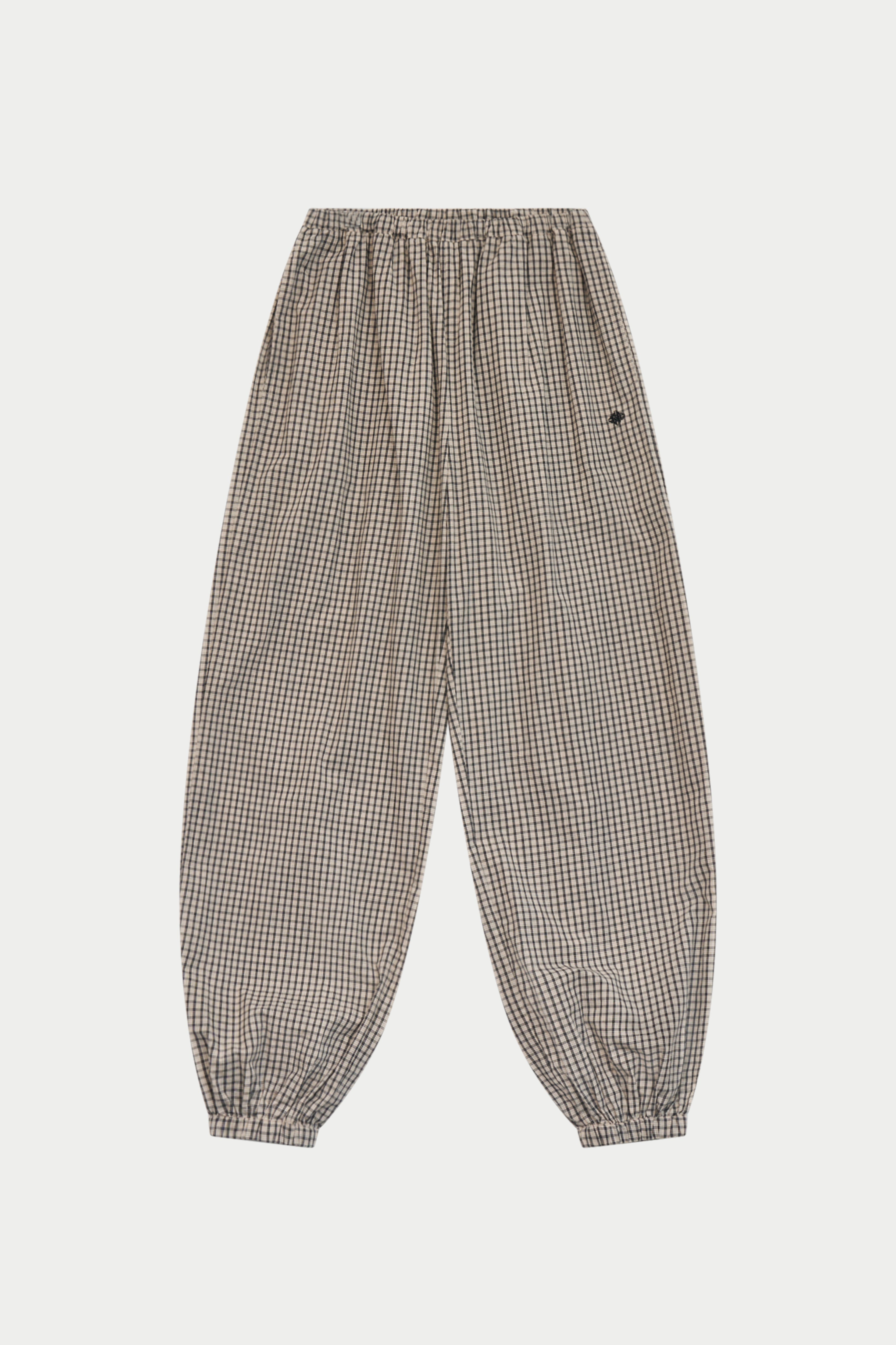 CHECKED BALLOON TROUSERS - OFF WHITE / BLACK