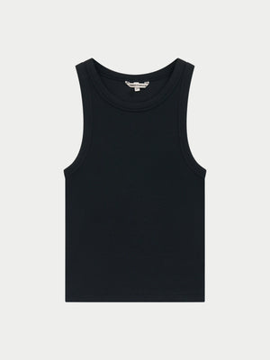 MINIMAL EMBLEM RIB VEST - BLACK