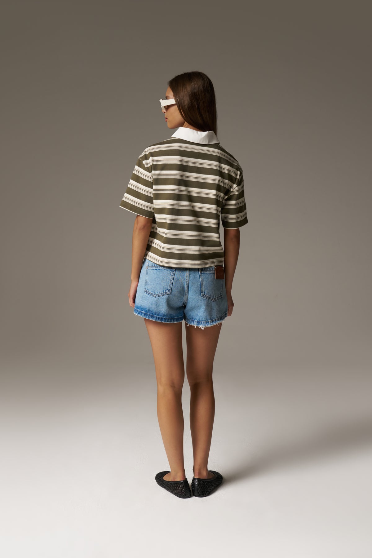 STRIPED POLO TEE - KHAKI