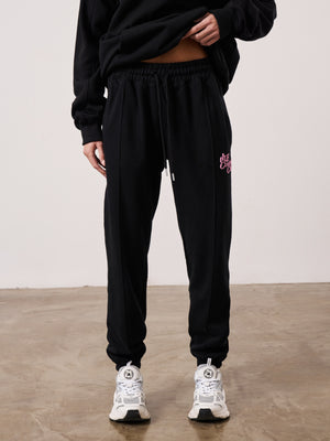 MULTI FONT MEMBERS ONLY JOGGERS - BLACK