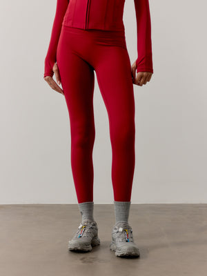 SCULPTING STRETCH EMBLEM LEGGINGS - CHERRY
