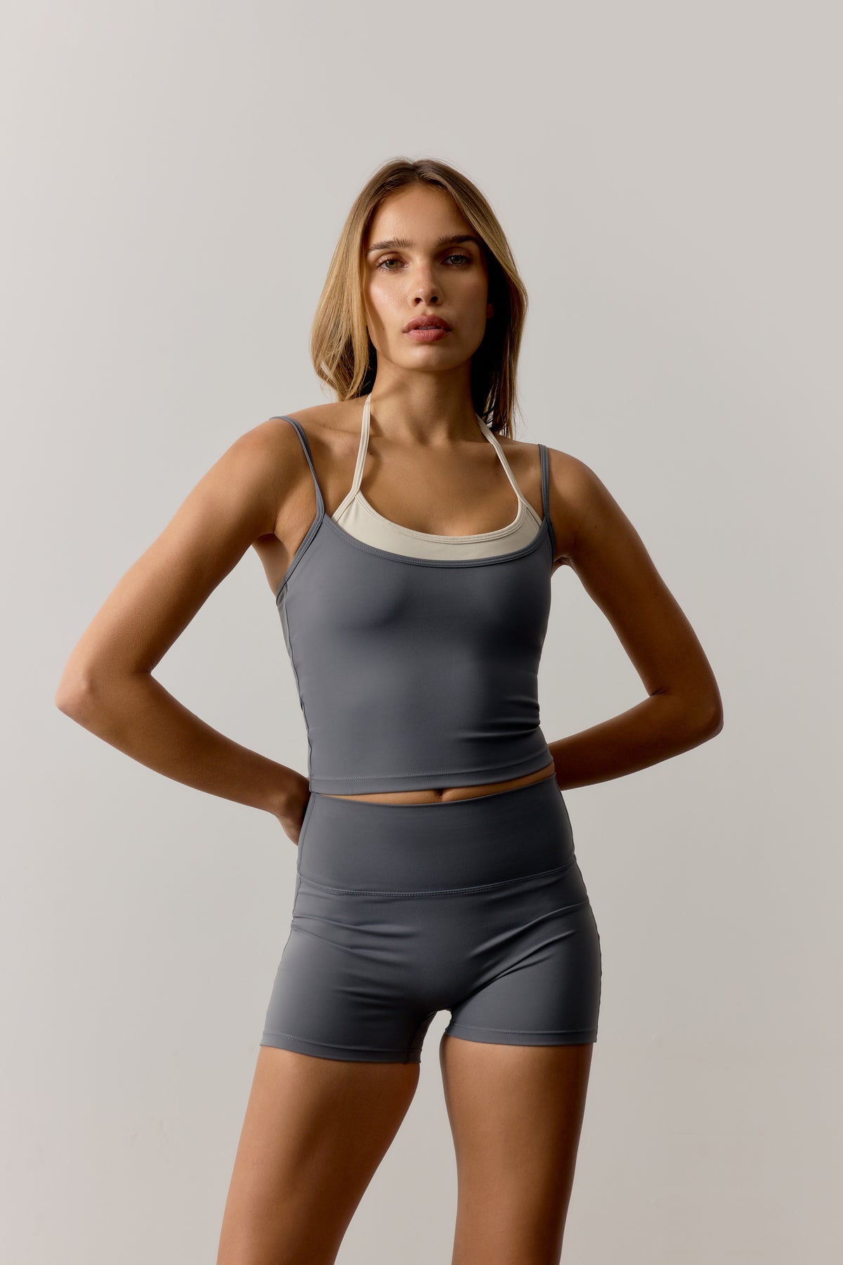 SCULPTING STRETCH DOUBLE LAYER SPORTS BRA - GRAPHITE