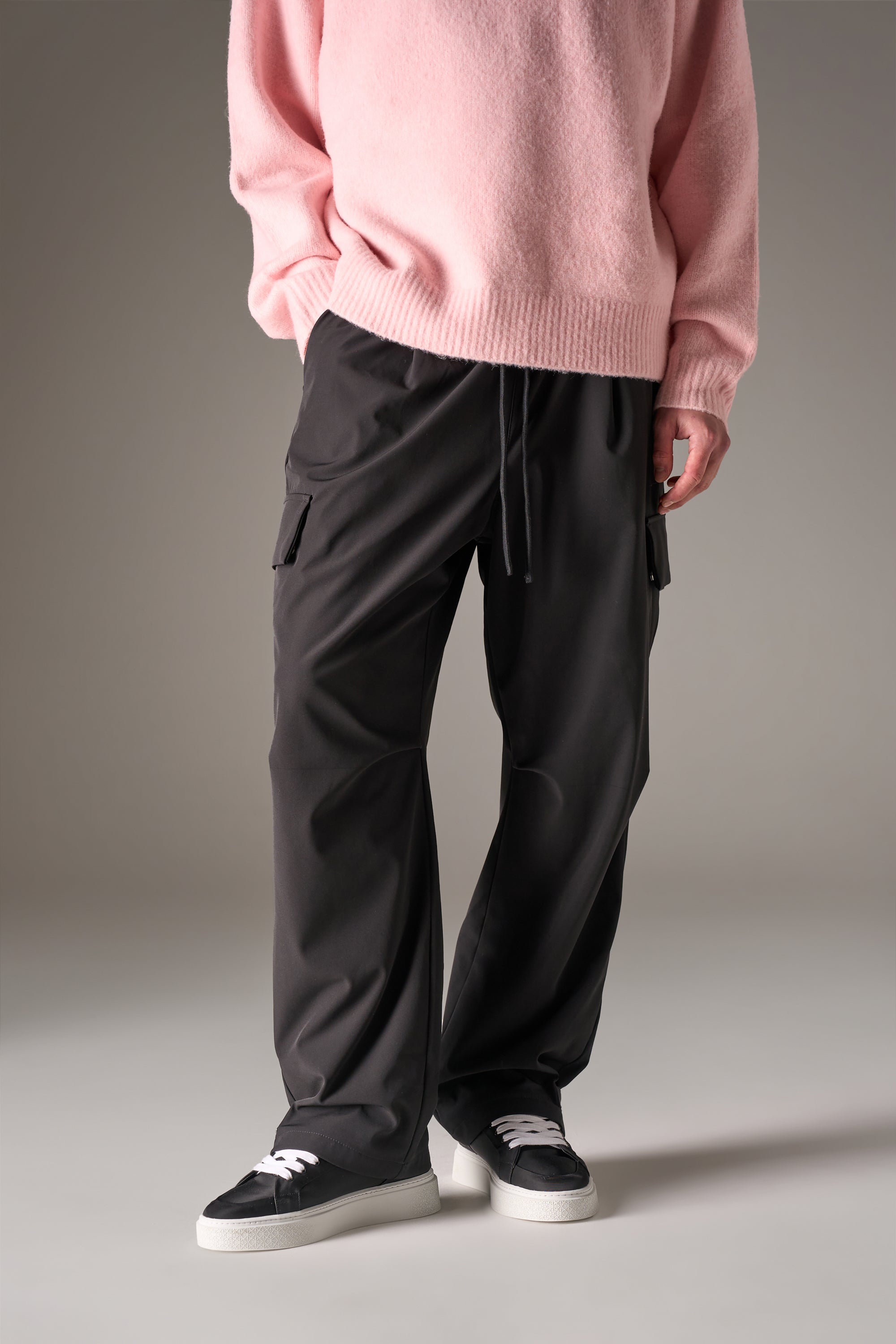 TECHNICAL WIDE LEG TROUSERS - BLACK