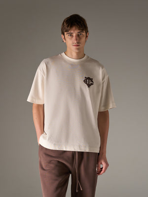 APPLIQUE MONOGRAM EMBLEM T-SHIRT - OFF WHITE