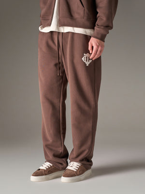 HEAVYWEIGHT MONOGRAM APPLIQUE EMBLEM JOGGERS - BROWN