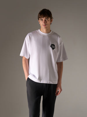 APPLIQUE MONOGRAM EMBLEM T-SHIRT - WHITE