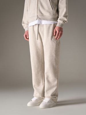 HEAVYWEIGHT MONOGRAM APPLIQUE EMBLEM JOGGERS - GREY MARL