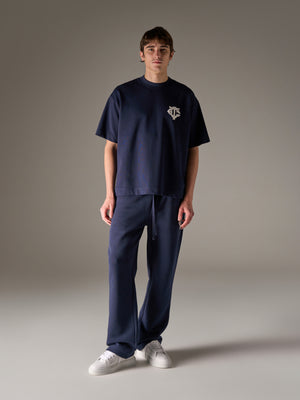 APPLIQUE MONOGRAM EMBLEM T-SHIRT - NAVY