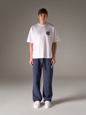 APPLIQUE MONOGRAM EMBLEM T-SHIRT - WHITE NAVY