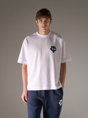 APPLIQUE MONOGRAM EMBLEM T-SHIRT - WHITE NAVY