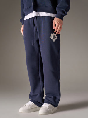 HEAVYWEIGHT MONOGRAM APPLIQUE EMBLEM JOGGERS - NAVY