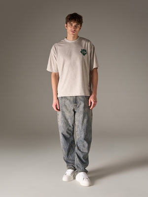 APPLIQUE MONOGRAM EMBLEM T-SHIRT - GREY MARL
