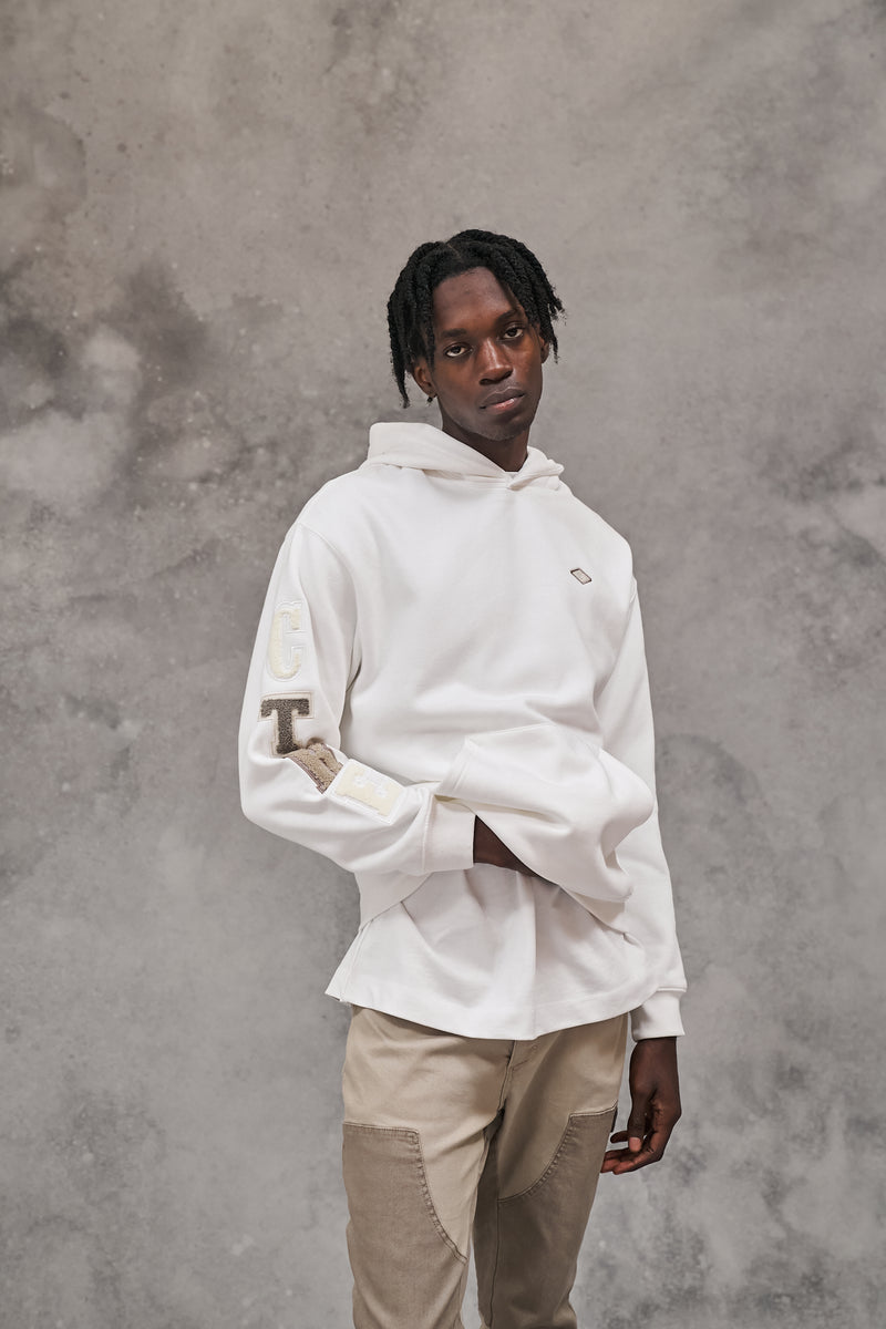 Point Badge Hoodie-White Melange main image 1