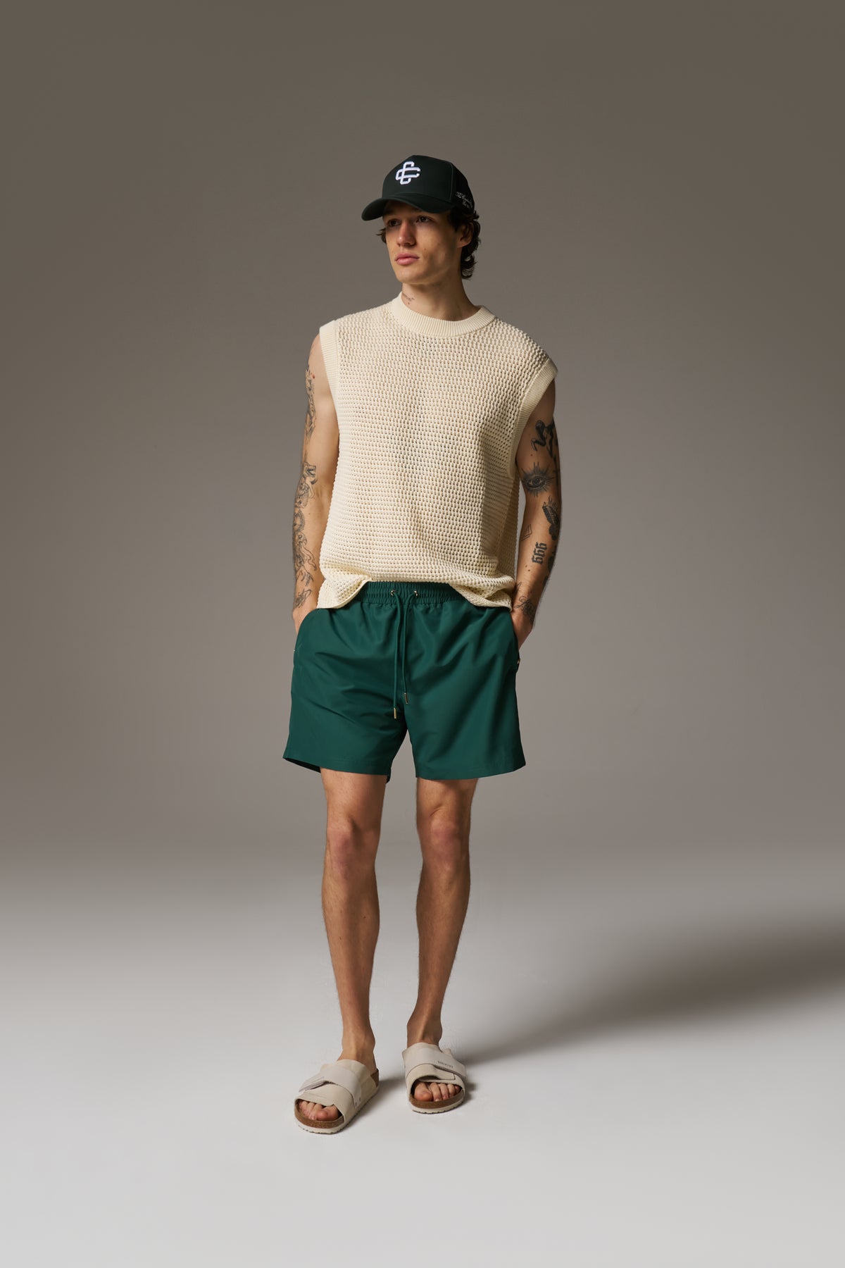 WATER REACTIVE EMBLEM SWIM SHORT - GREEN