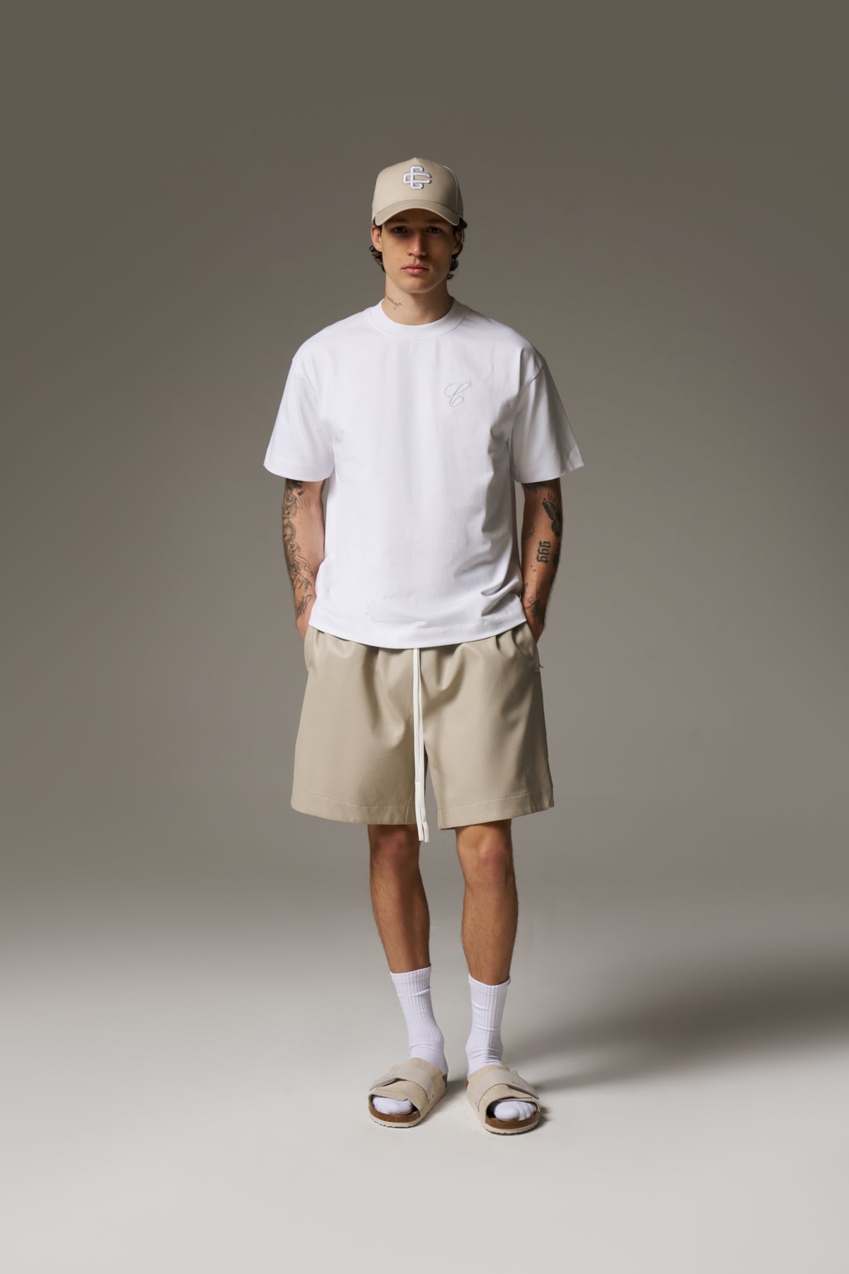 AIRTEX FAUX LEATHER SHORTS - STONE