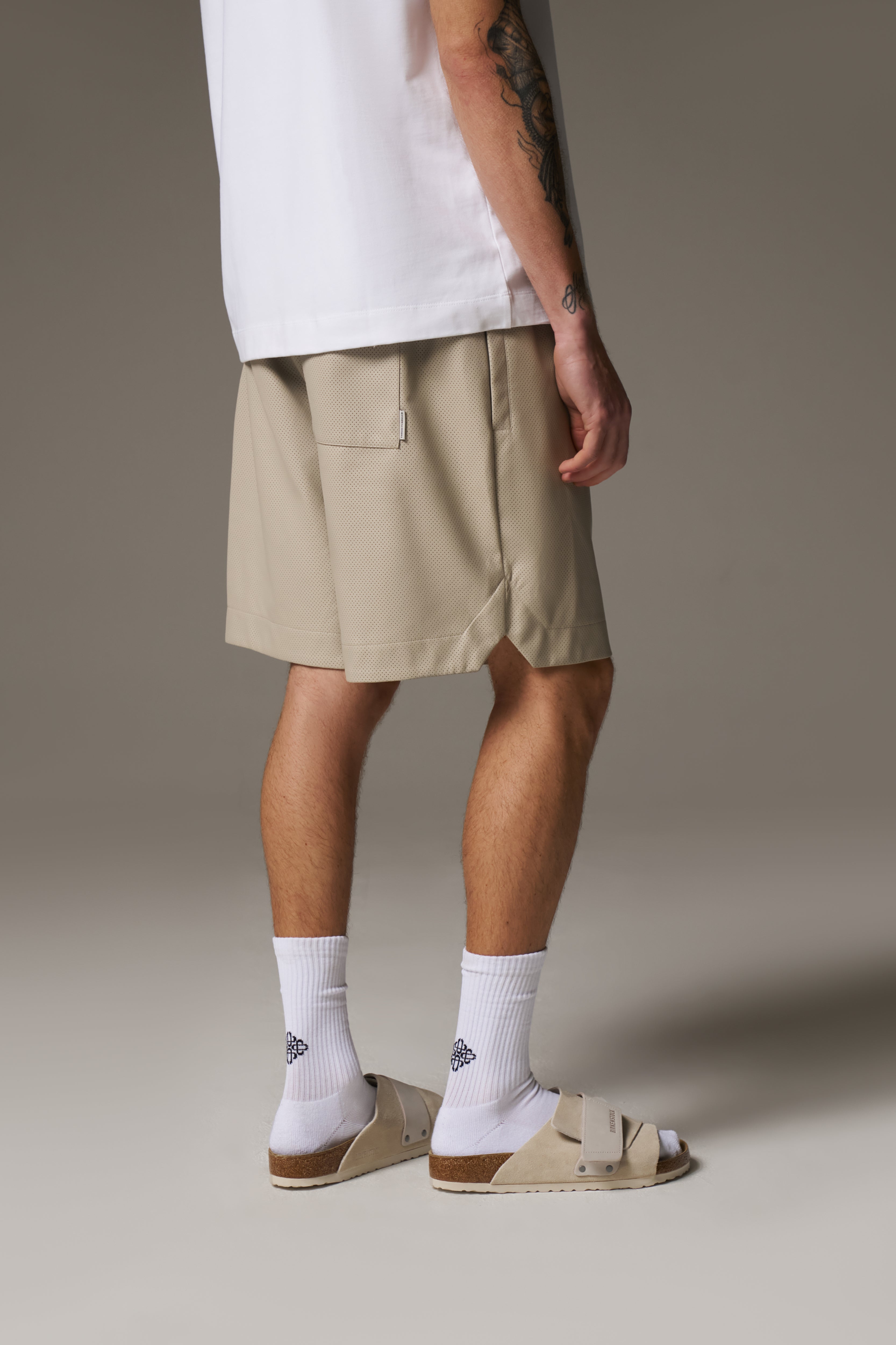 AIRTEX FAUX LEATHER SHORTS - STONE