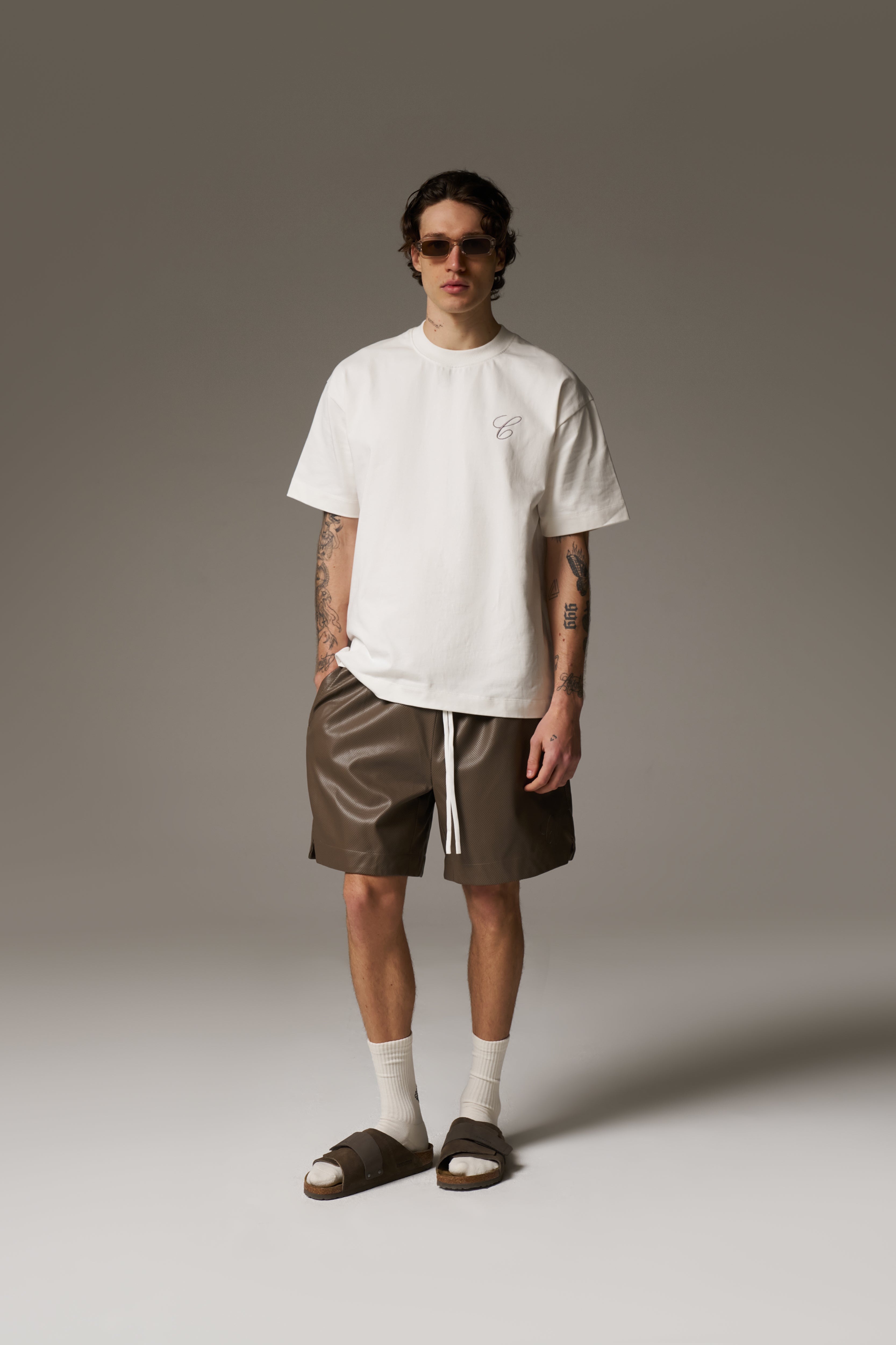 AIRTEX FAUX LEATHER SHORTS - BROWN