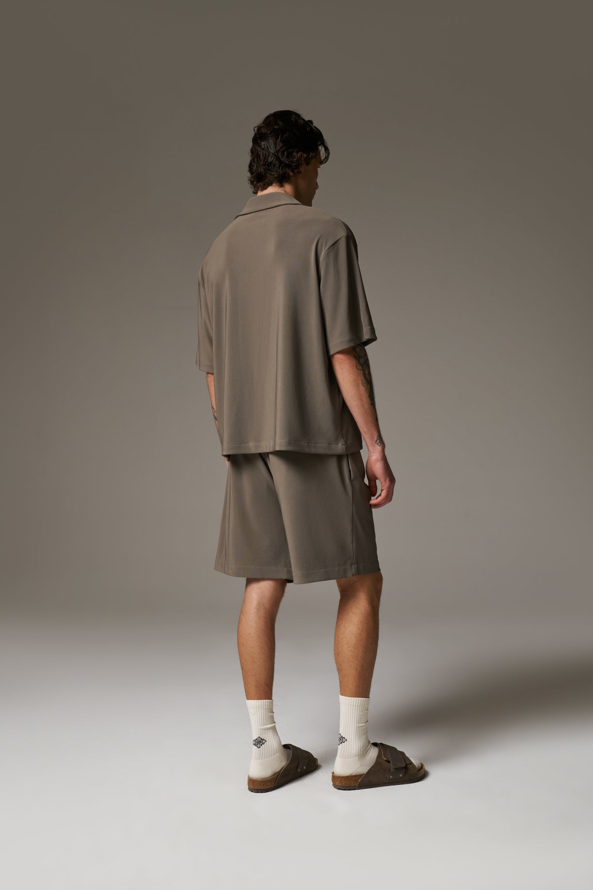 RIB BUTTON THROUGH SHIRT - MINK