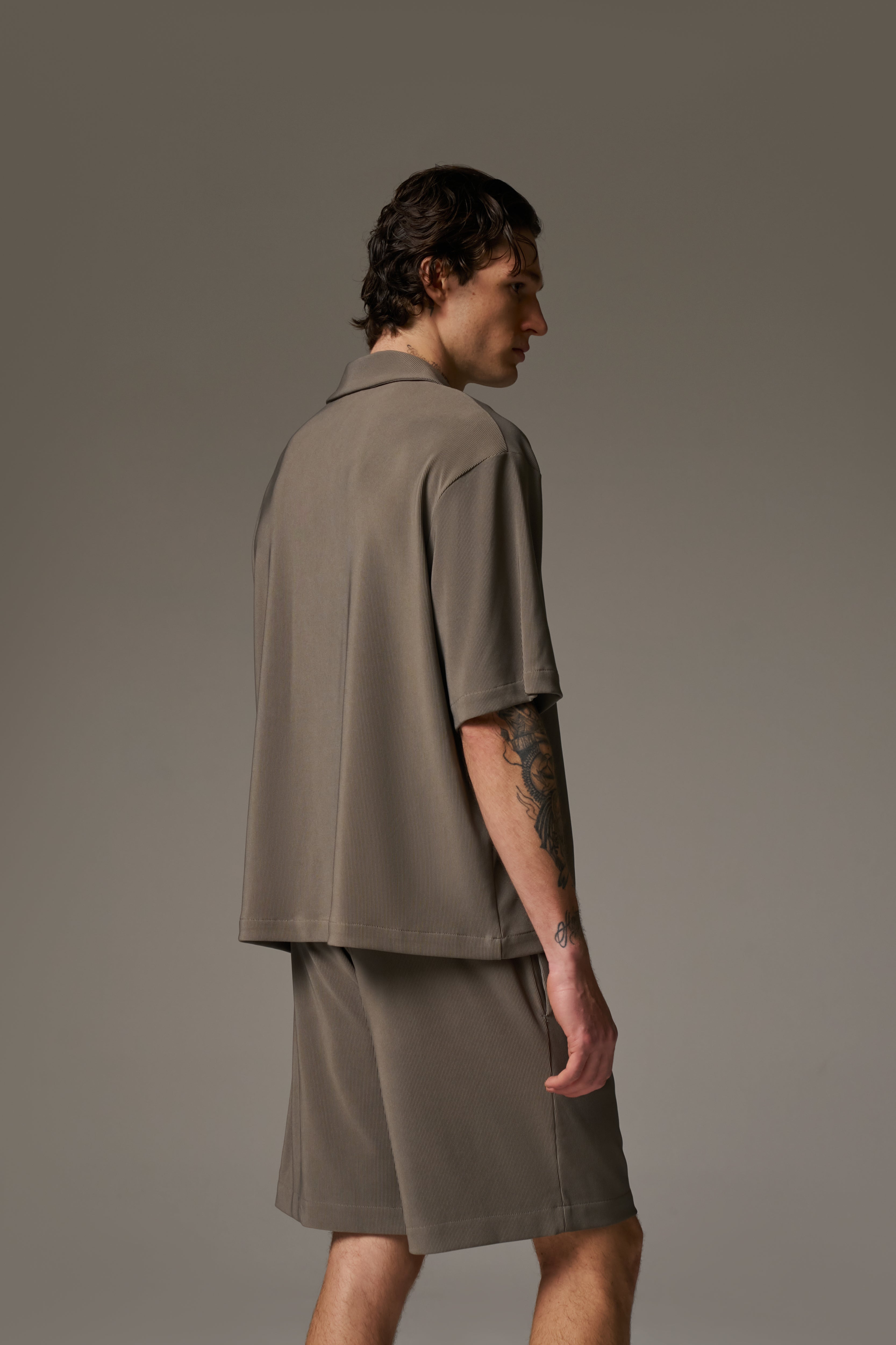 RIBBED SHORTS - MINK