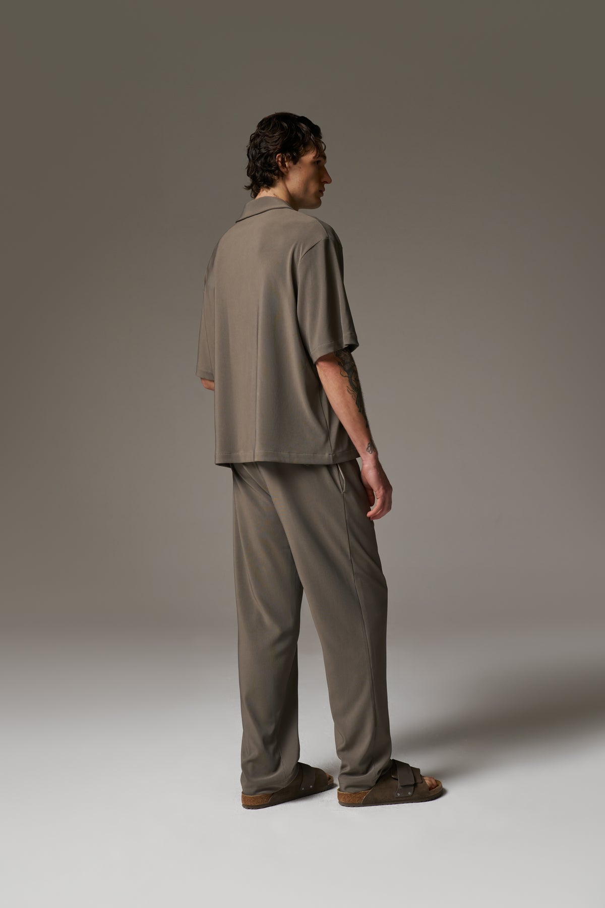 RIBBED TROUSERS - MINK