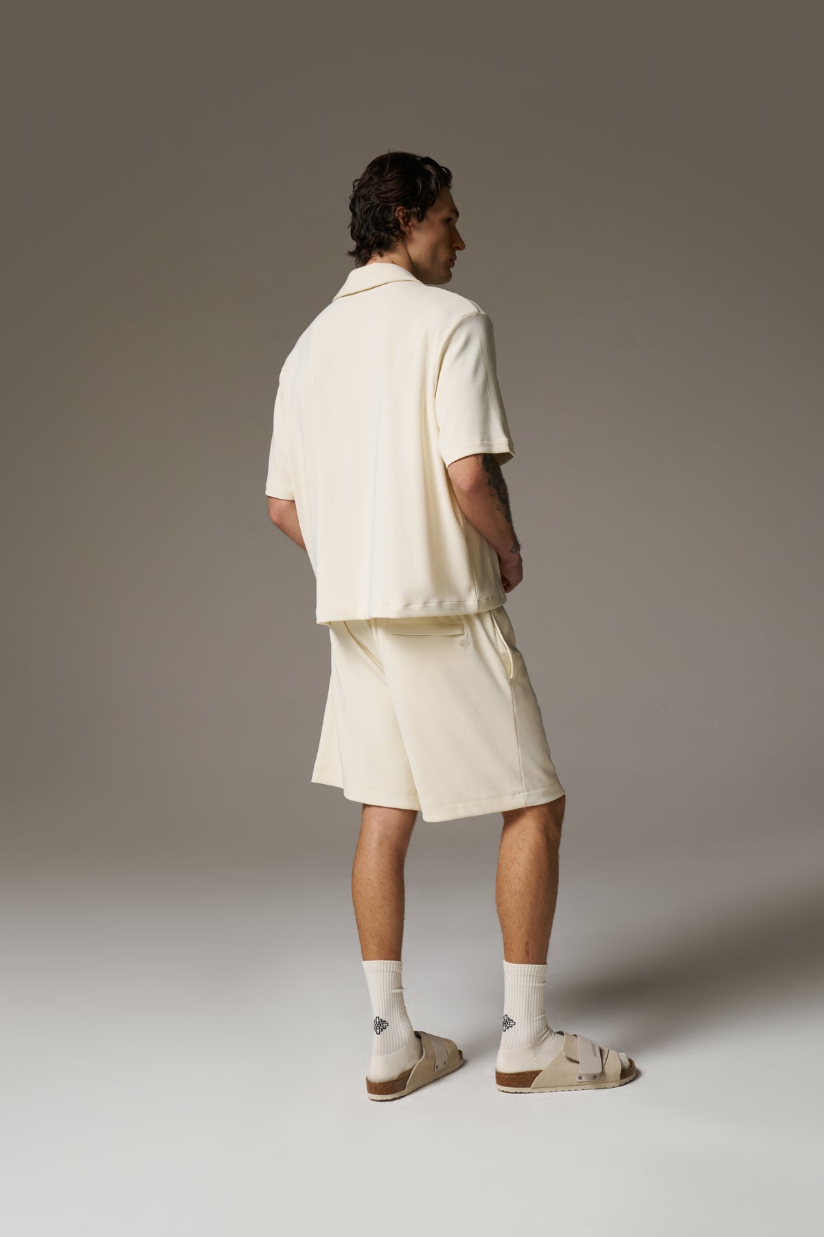 RIB BUTTON THROUGH SHIRT - OFF WHITE