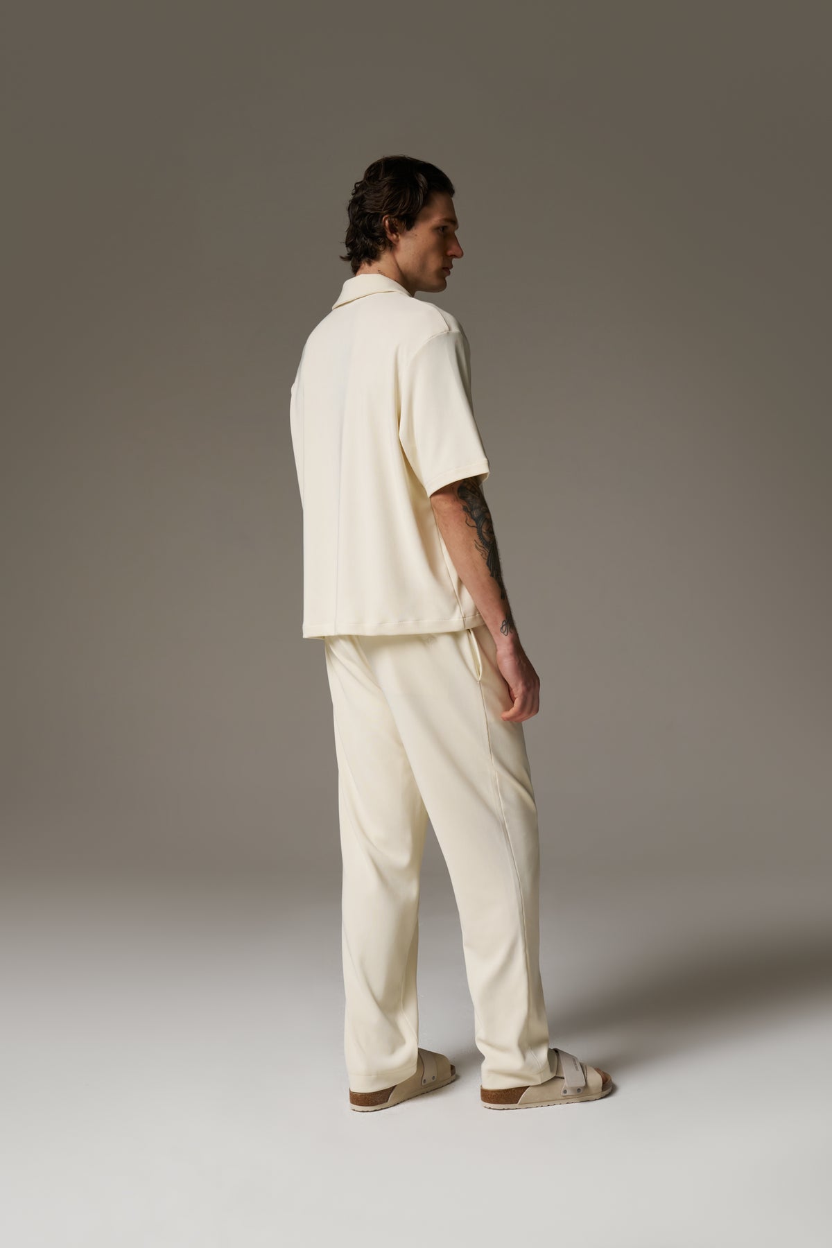 RIB BUTTON THROUGH SHIRT - OFF WHITE