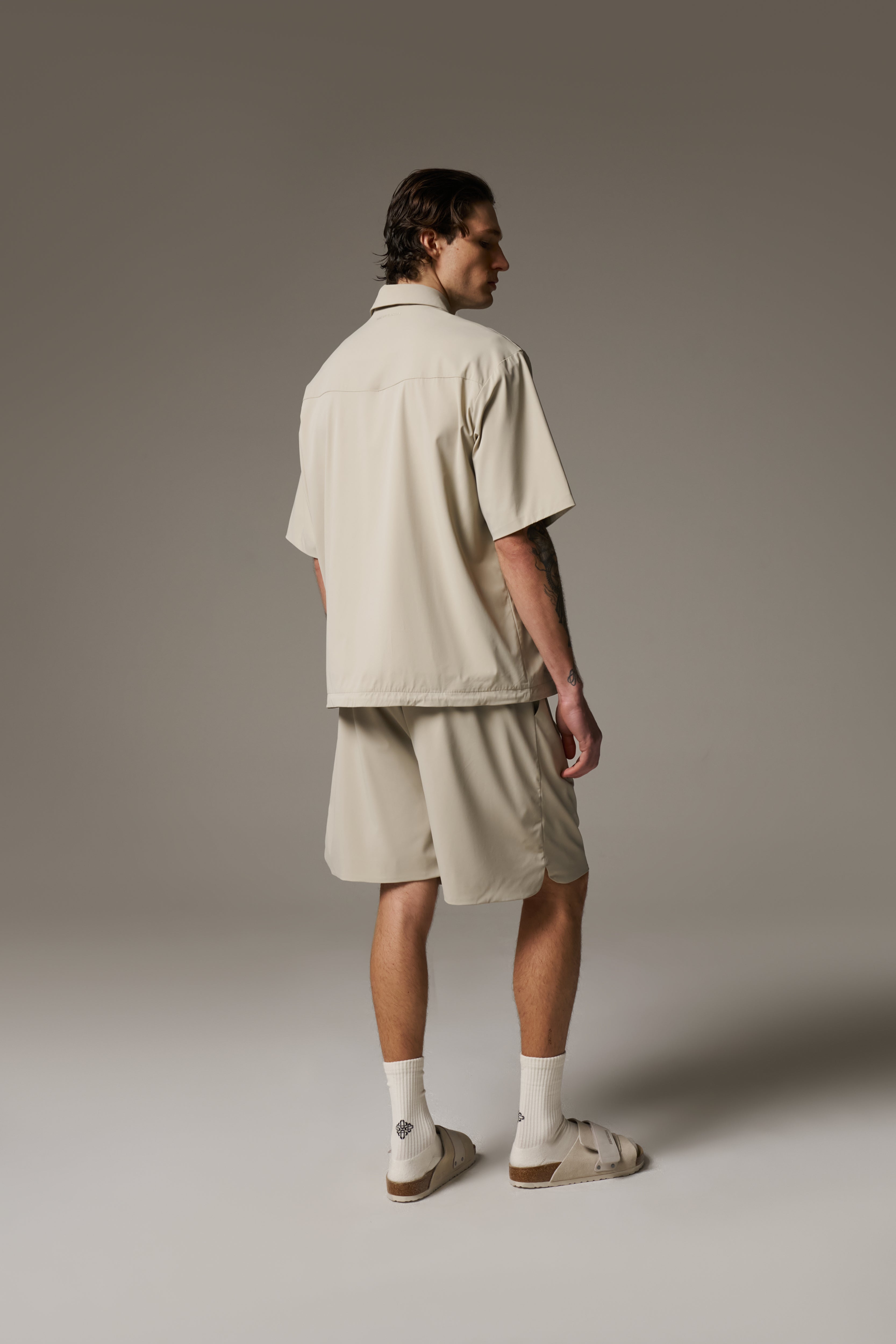 NYLON DRAWCORD SHORTS - STONE