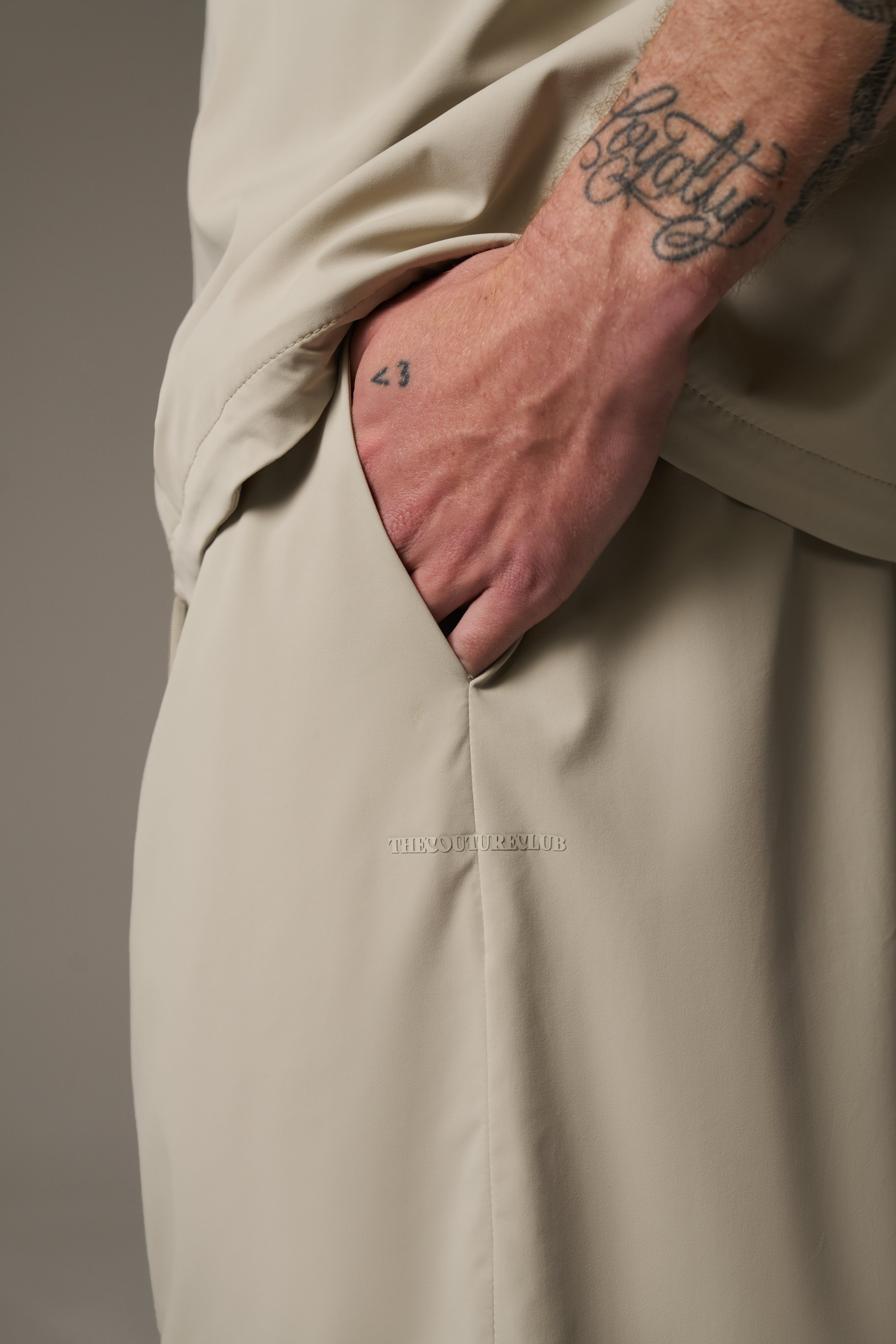 NYLON DRAWCORD SHORTS - STONE