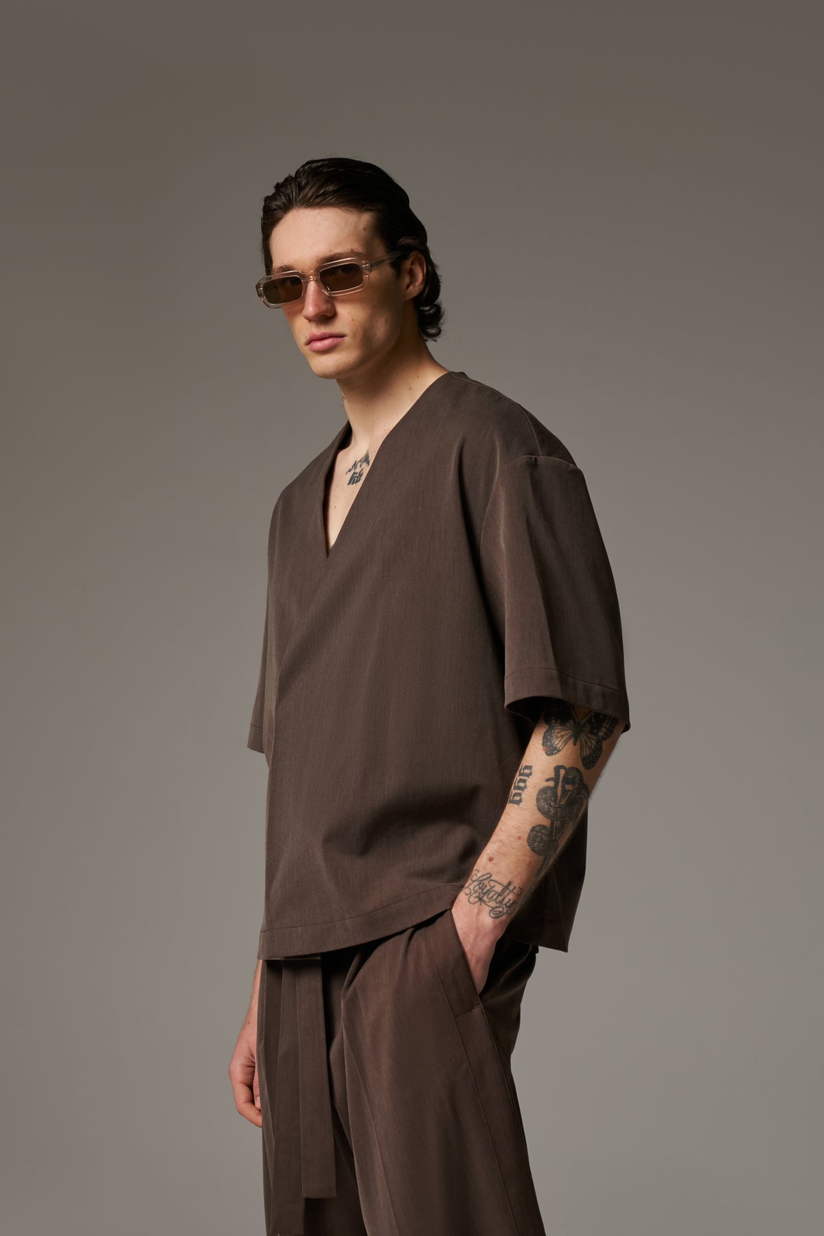 SMART WOVEN SHIRT - BROWN