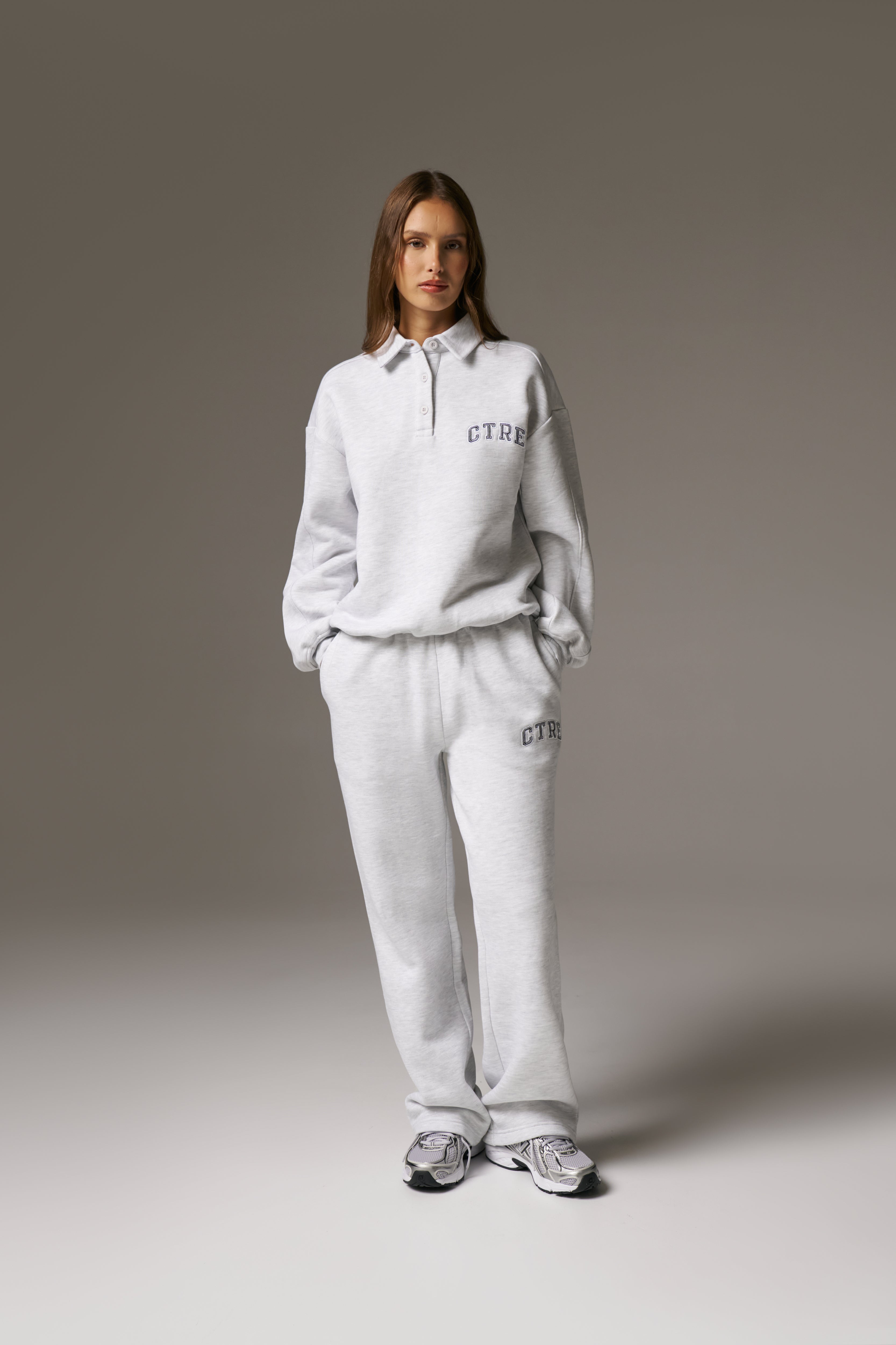 CTRE BUTTON THROUGH POLO - GREY MARL